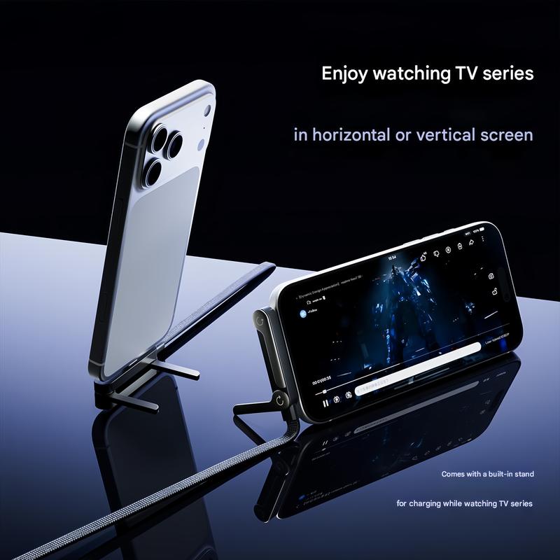 basemo 240W 2-in-1 Fast Charging Cable with Built-In Invisible Stand (Black)