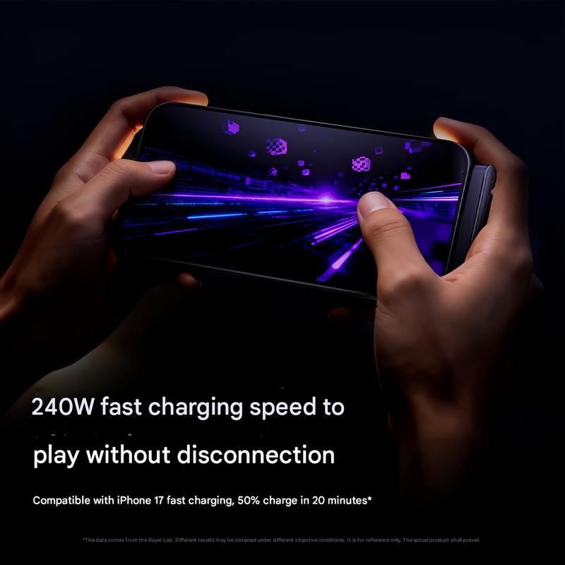 basemo 240W 2-in-1 Fast Charging Cable with Built-In Invisible Stand (Black)